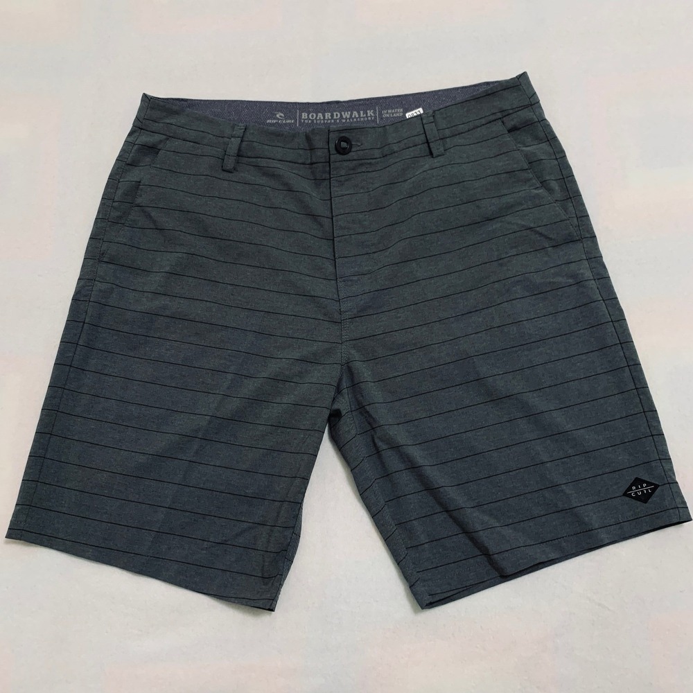 Rip Curl Mirage Boardwalk Hybrid Shorts Men 36 Charcoal Grey Pinstripe 9" Inseam